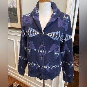 Chaps Aztec cardigan in denim blue